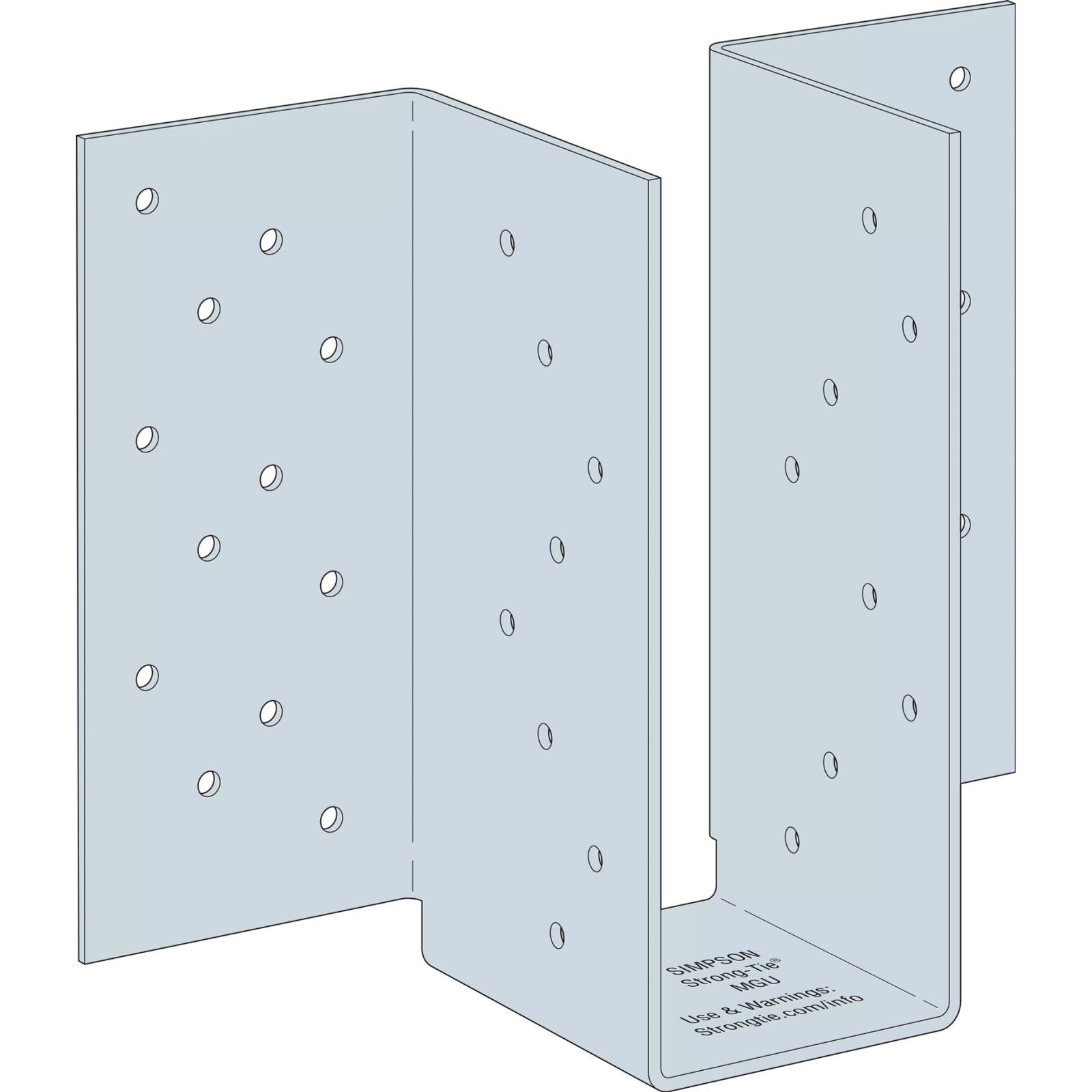 Simpson MGU Medium Capacity Girder Hanger, G90 Galvanized