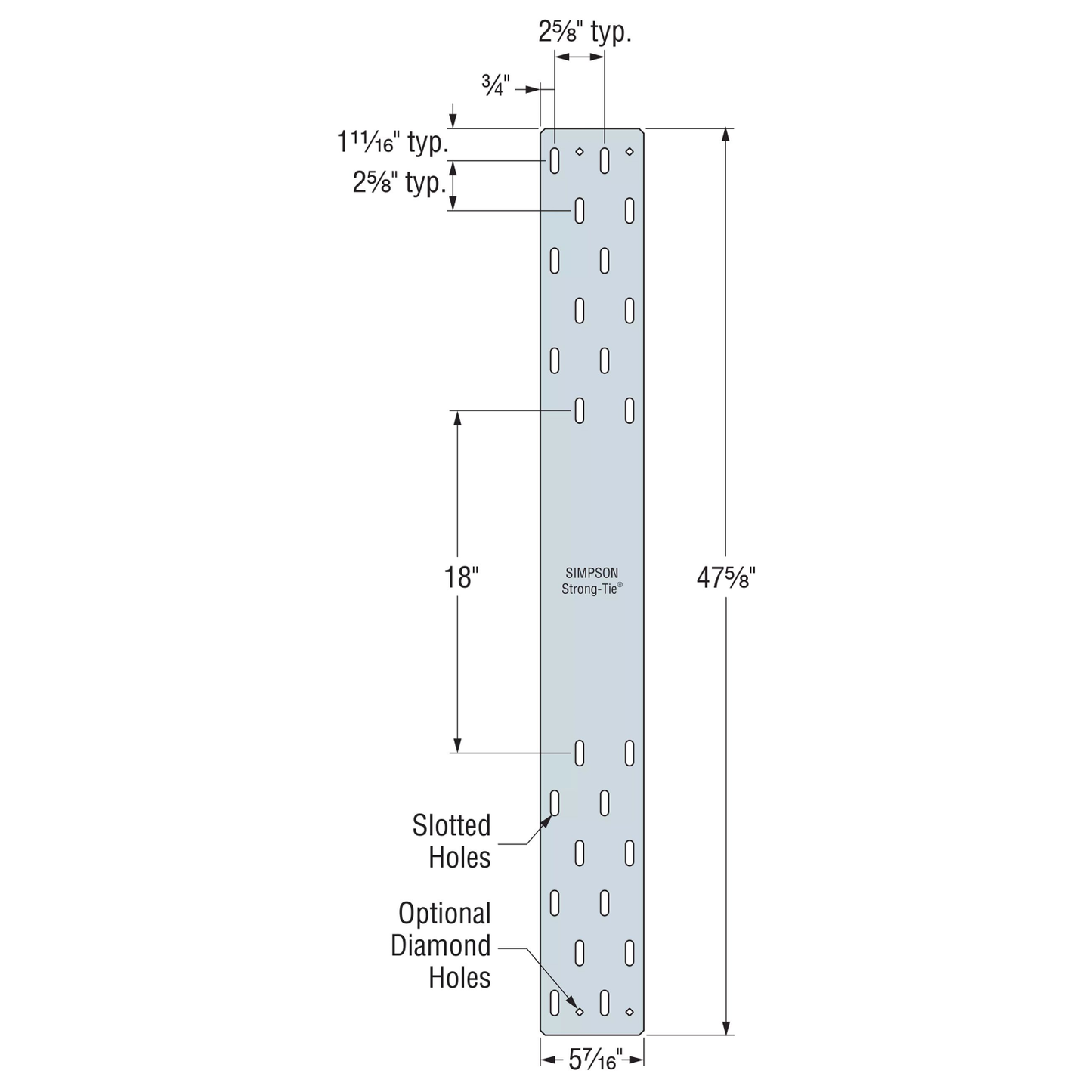 MTWS48-5.5 Mass Timber Washer Strap Illustration