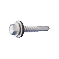 #12 x 1-1/4" Self-Drilling Metal Screw w/Washer, Hex Head - 410 Stainless Steel, Pkg 2500