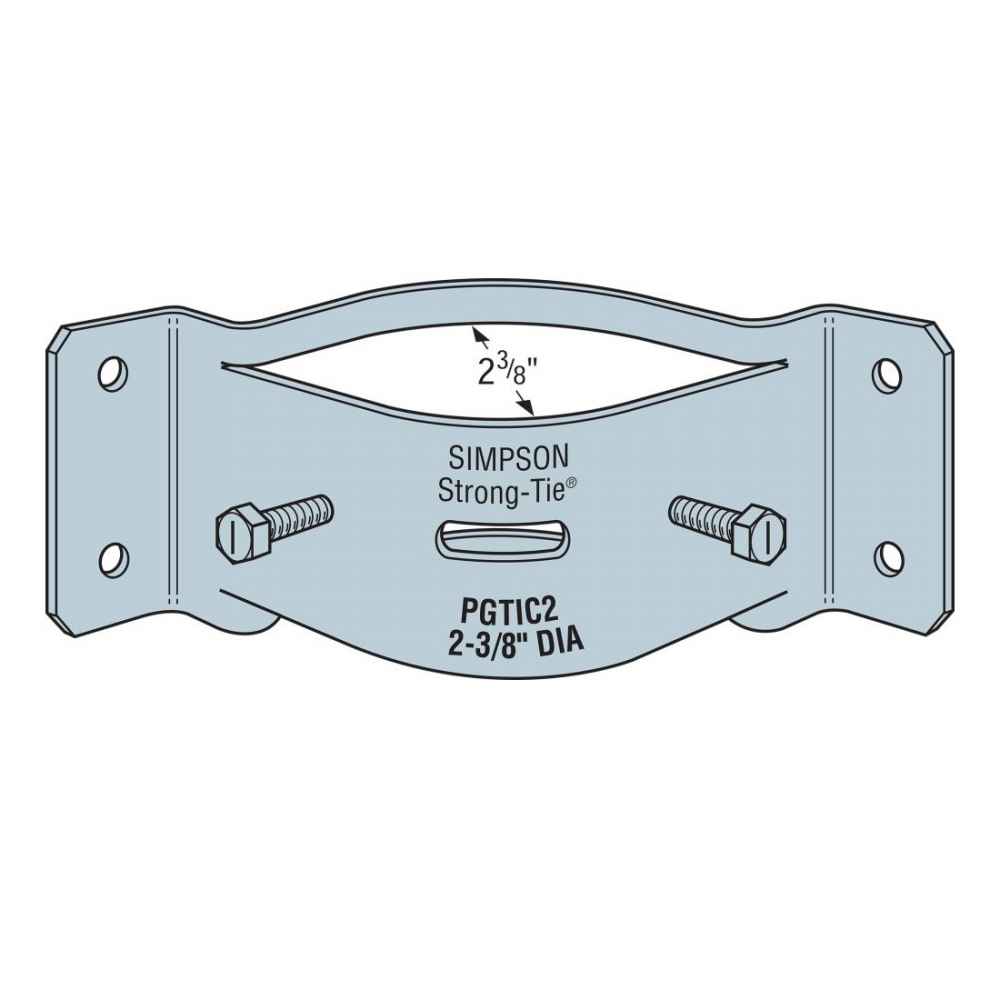 Simpson PGTIC2ZR 238 inch OD Pipe Grip Tie ZMAX Finish image 2 of 2