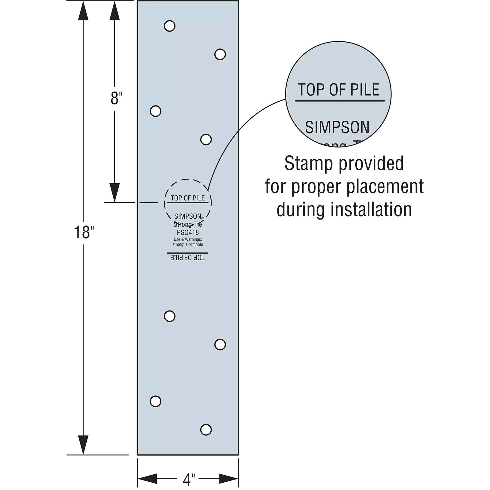 Simpson PSQ418 Piling Strap, Hot Dip Galvanized