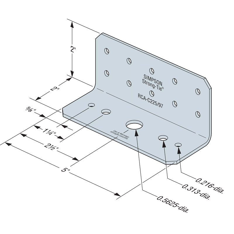 Simpson RCA-C225/97-R55 Rigid Connector Angle For Concrete, Pkg 55