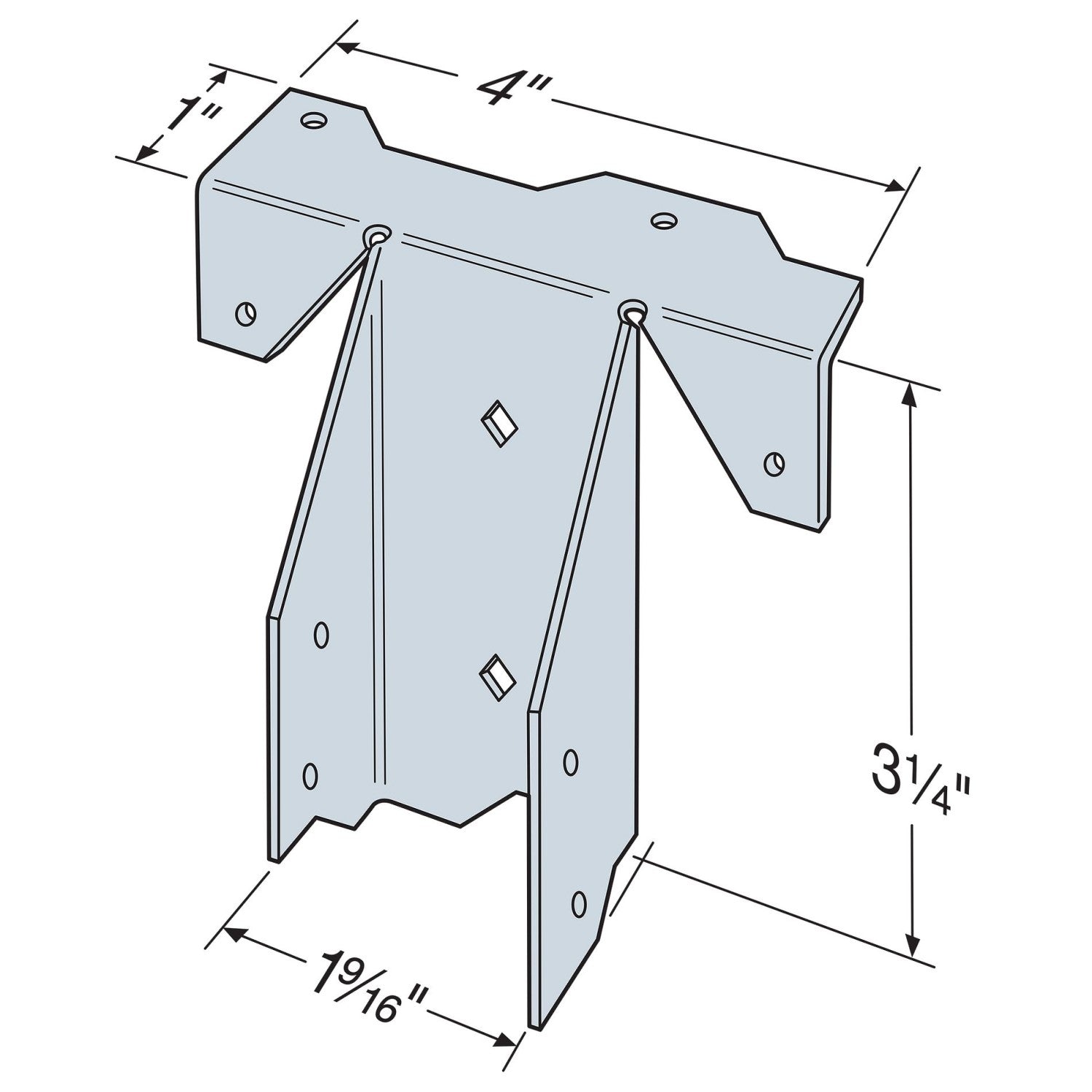 Simpson RR Ridge Rafter Connector, 18 Gauge - G90 Galvanized ...
