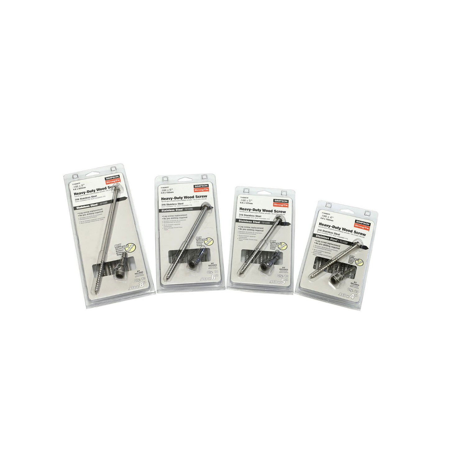 0276 inch x 5 inch StrongTie SDWH TimberHex Screw 316 Stainless Steel Pkg 10