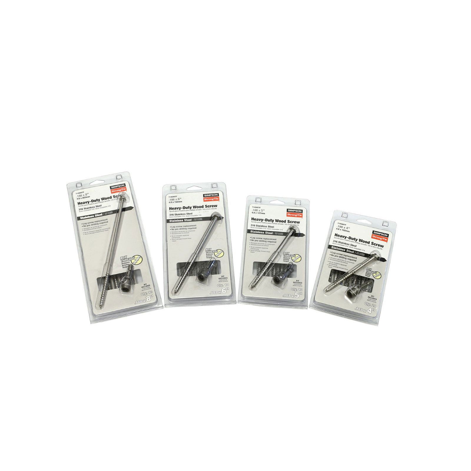 0276 inch x 6 inch StrongTie SDWH TimberHex Screw 316 Stainless Steel Pkg 50