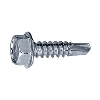 #10 x 1" Self-Drilling Metal Screw, Hex Head - Zinc, Pkg 3000