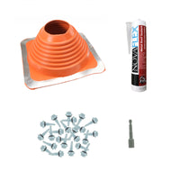 #6 Square HiTemp Silicone Metal Roof Boot wInstall Kit Red