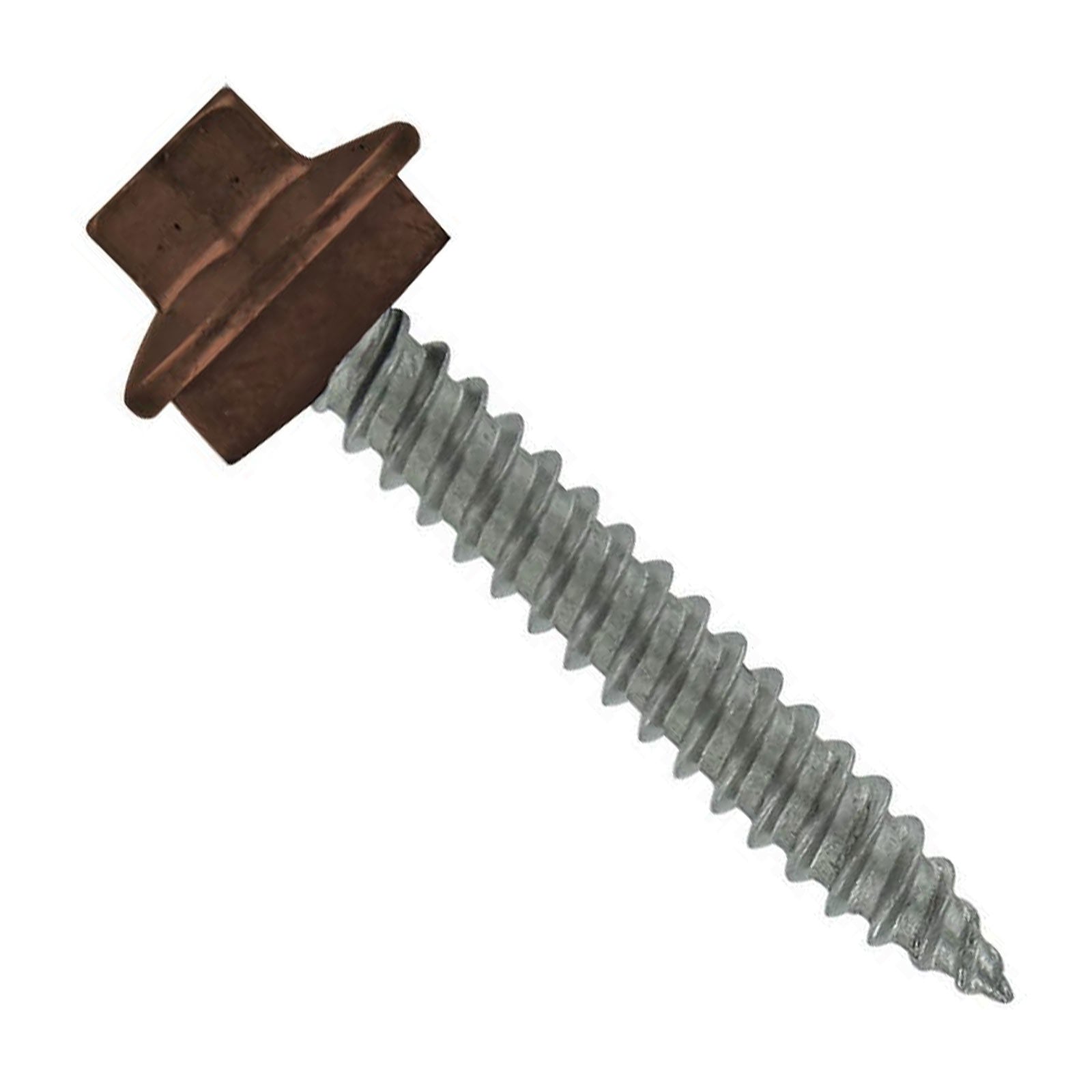 #10 x 1 inch SS Woodbinder Metal Roofing Screw Brown Pkg 250 image 1 of 2