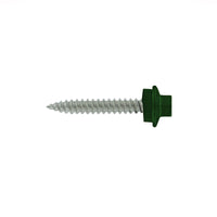 #10 x 1 inch SS Woodbinder Metal Roofing Screw Forest Green Pkg 250 image 1 of 2