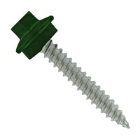 #10 x 1 inch SS Woodbinder Metal Roofing Screw Forest Green Pkg 250 image 1 of 2