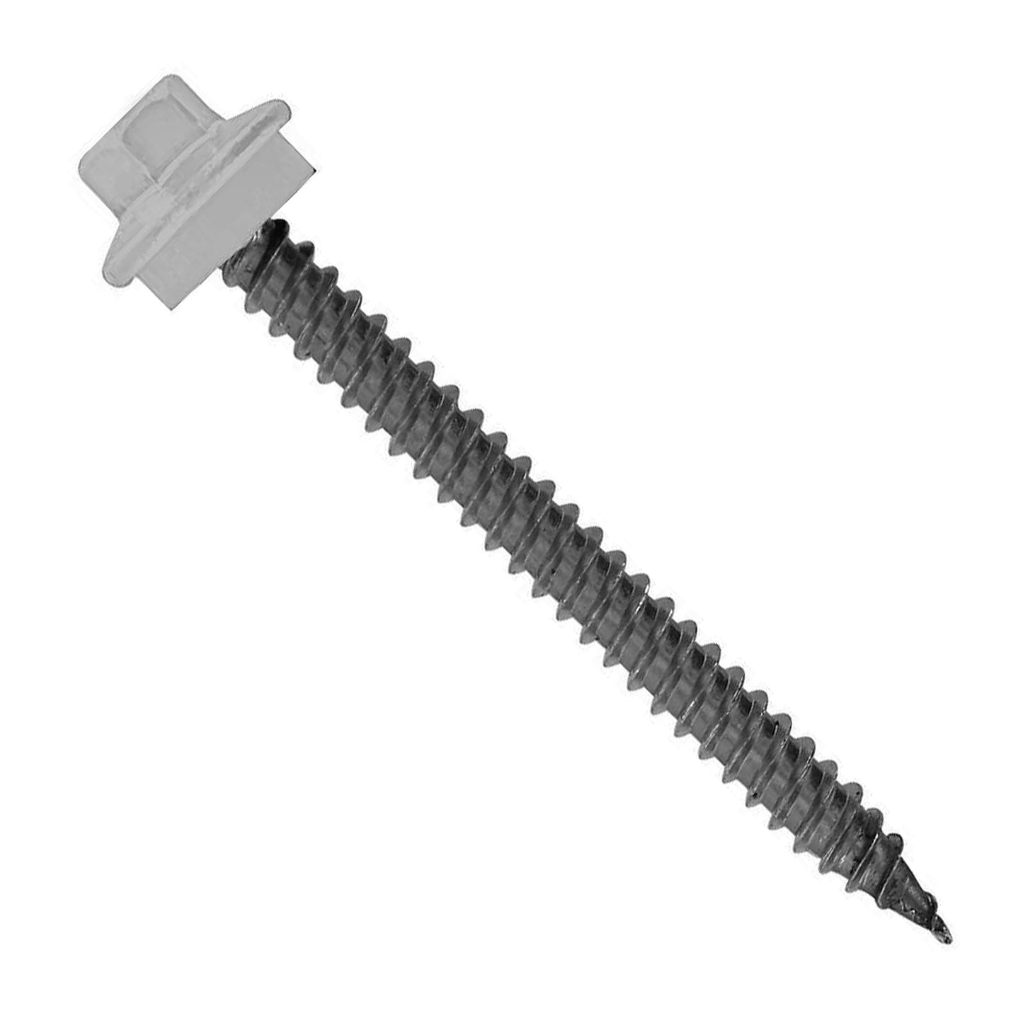 #10 x 2 inch SS Woodbinder Metal Roofing Screw Light Gray Pkg 250