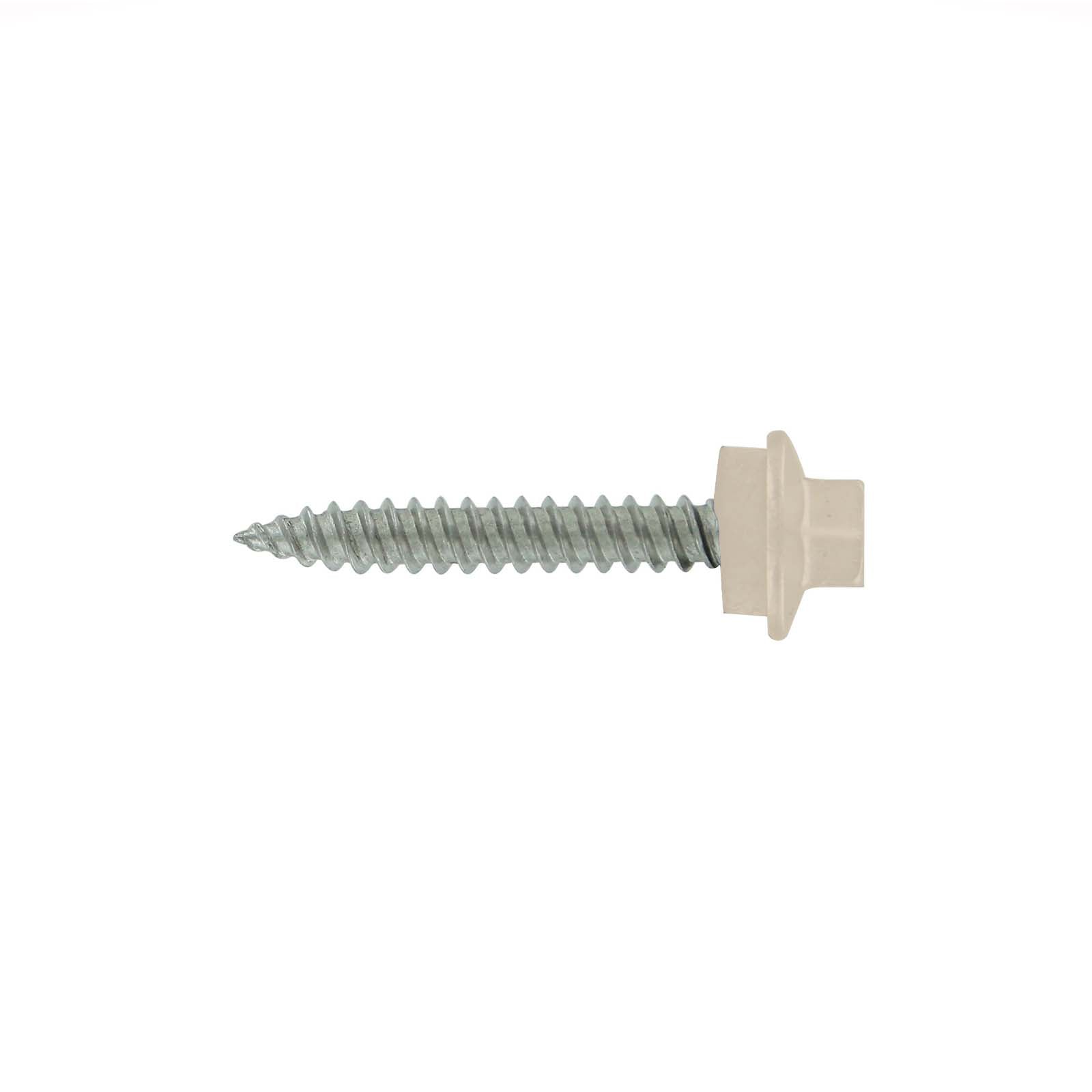 #10 x 1 inch SS Woodbinder Metal Roofing Screw Light Stone Pkg 250 image 1 of 2