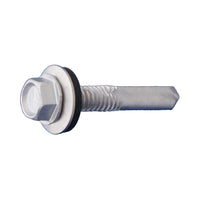 #1224 x 114 inch SelfDrilling #5 Point Metal Screw Hex Head wWasher 410 Stainless Pkg 2500