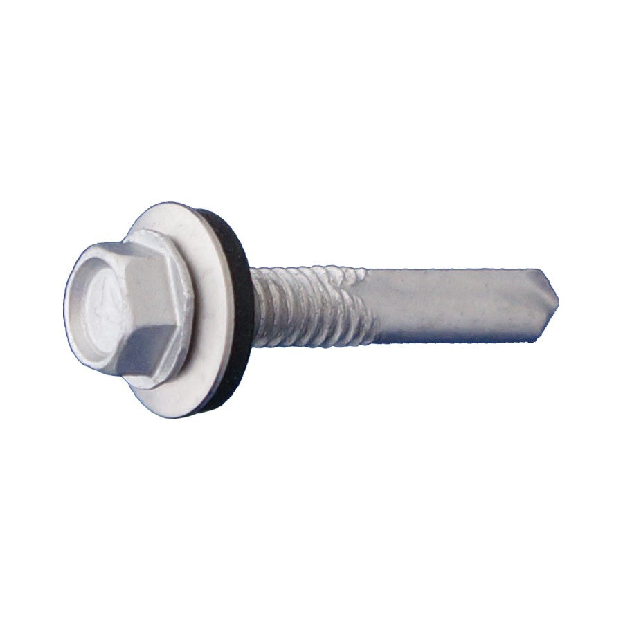 #1224 x 112 inch SelfDrilling #5 Point Metal Screw Hex Head wWasher 410 Stainless Pkg 2000
