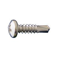 #10 x 1 inch SelfDrilling Metal Screw Phillips Pan Head 410 Stainless Pkg 5000