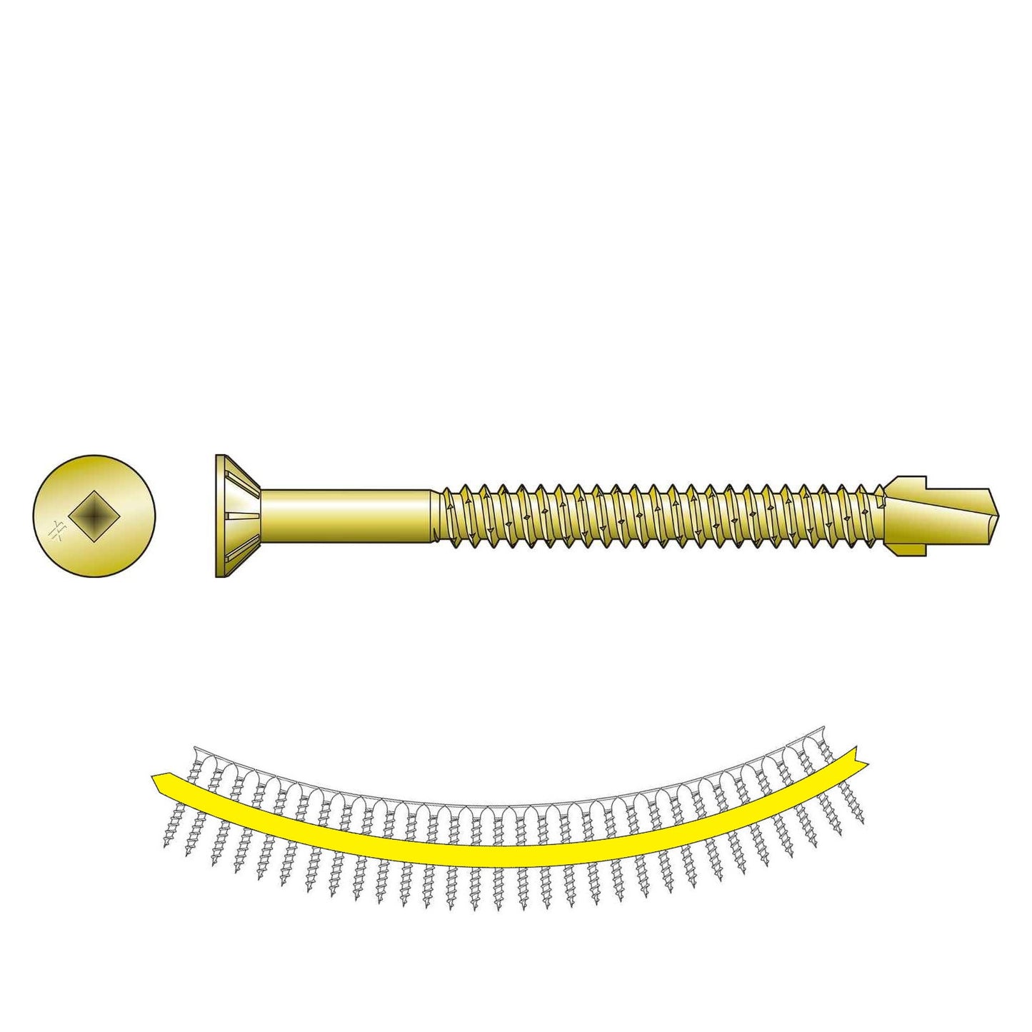 #14 x 3 inch Quik Drive TB SelfDrilling WoodToSteel Screw Yellow Zinc Pkg 750