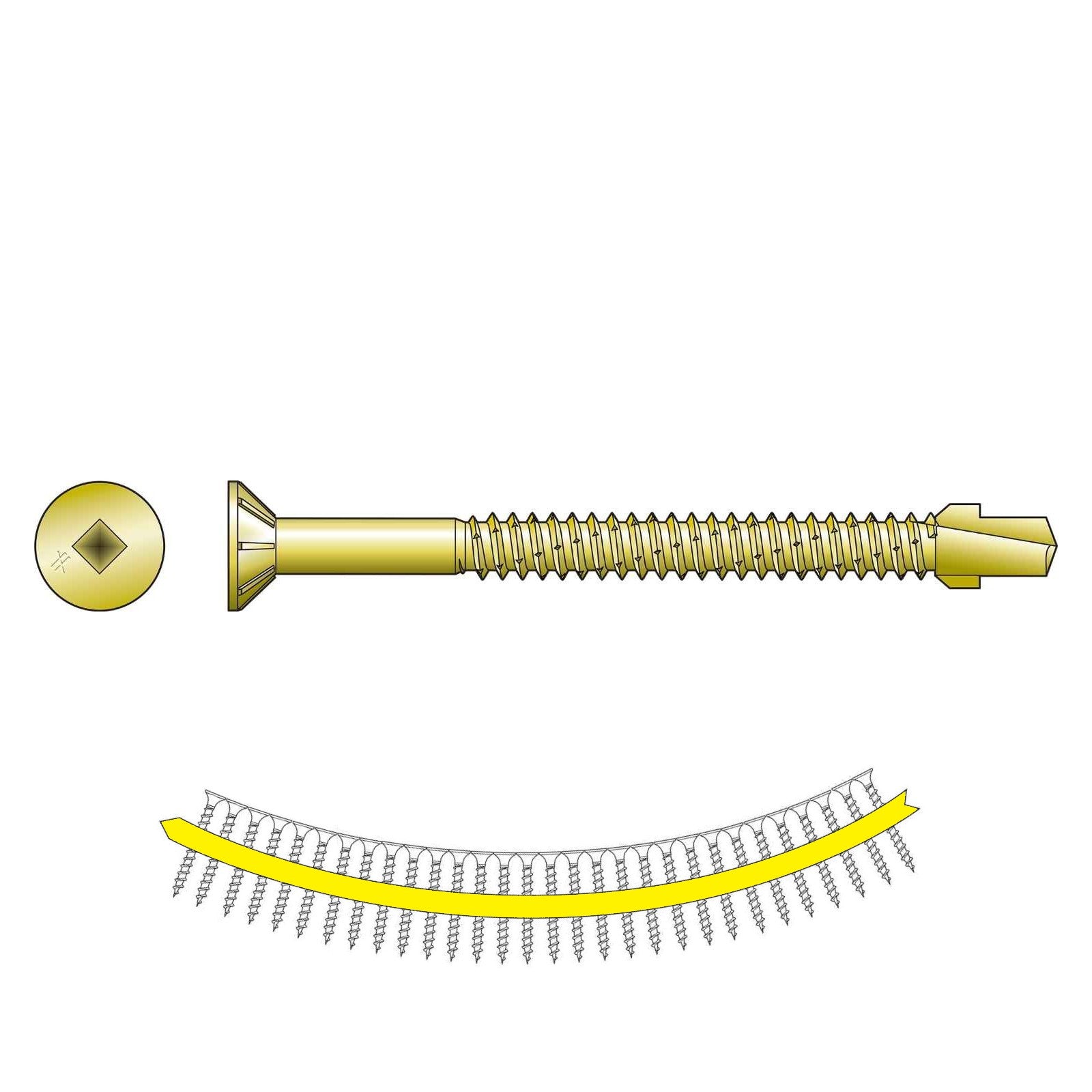 #14 x 3 inch Quik Drive TB SelfDrilling WoodToSteel Screw Yellow Zinc Pkg 750