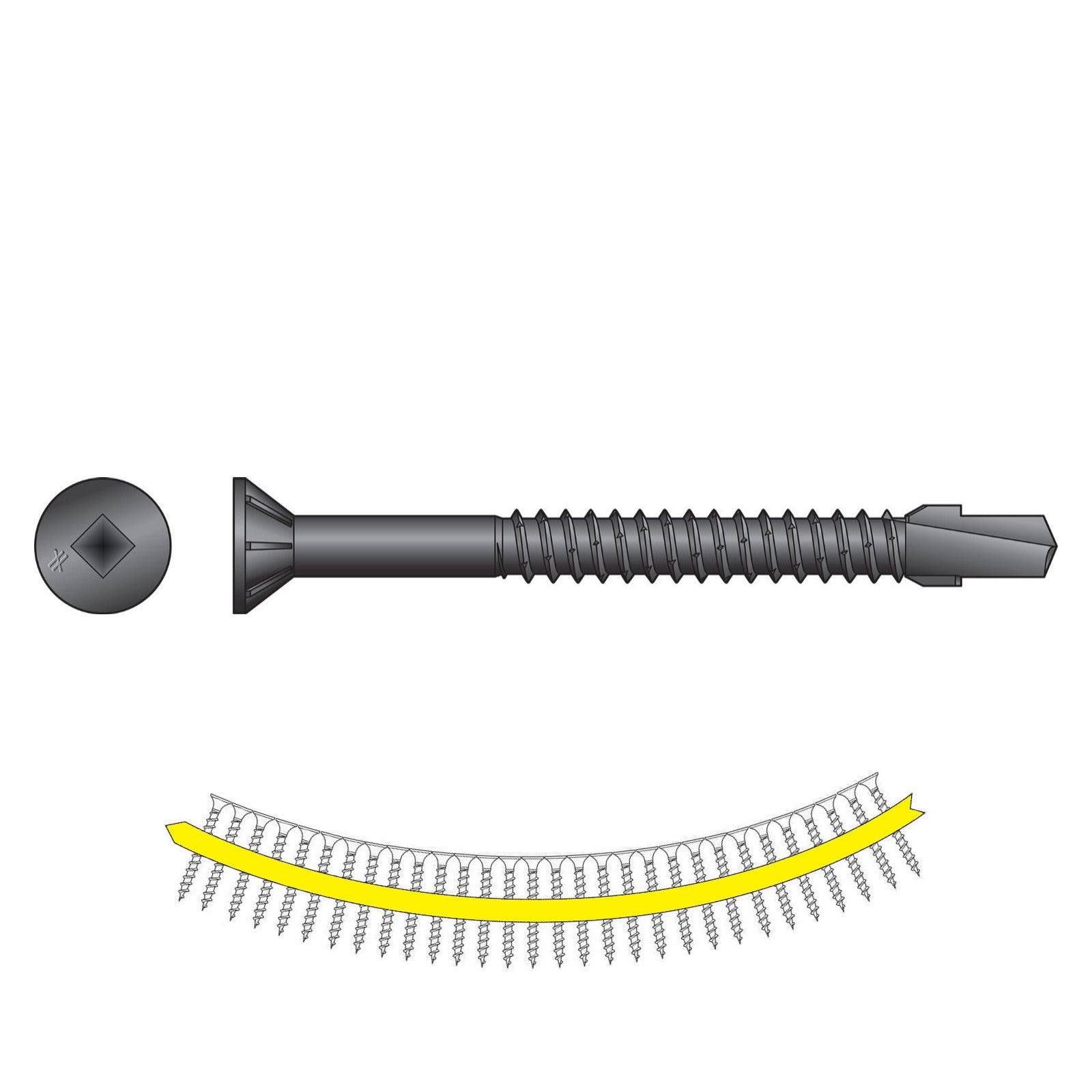 #12 x 238 inch Quik Drive TB SelfDrilling WoodToSteel Screw Black Phosphate Pkg 1000 image 1 of 2