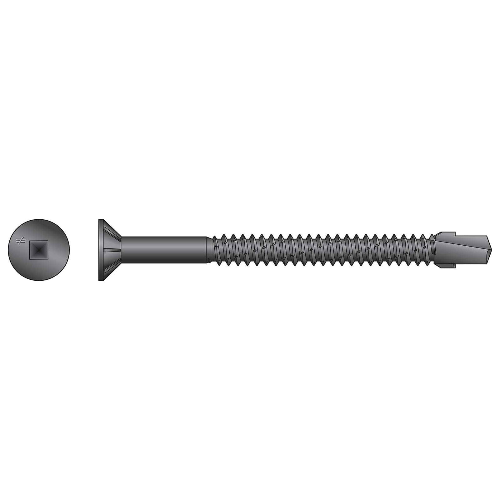 #14 x 3" TB Self-Drilling Wood-To-Steel Screw, Black Phosphate