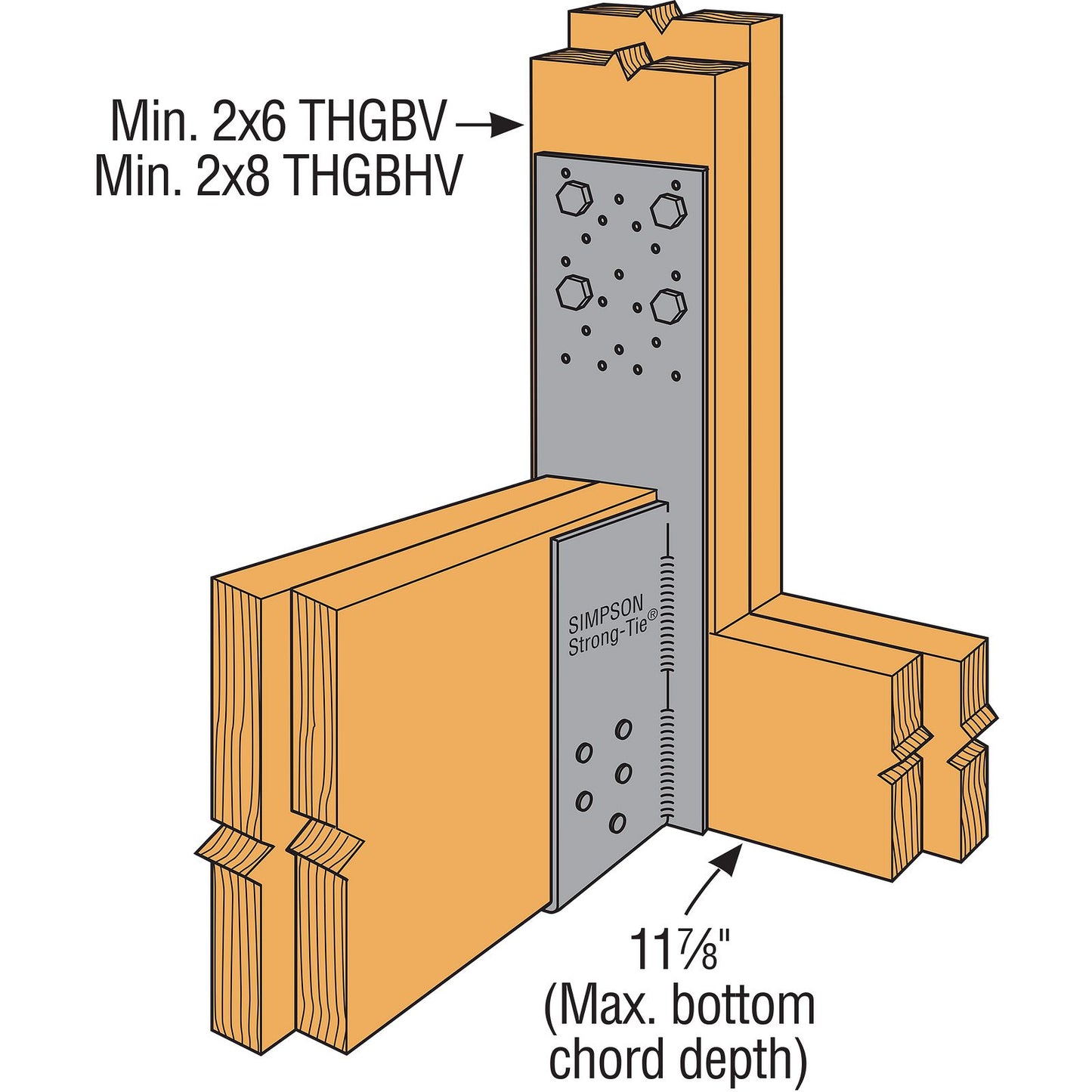 Simpson THGBV5.50/11 Truss Hanger for Girders - Bolted or Screwed, Gray Painted