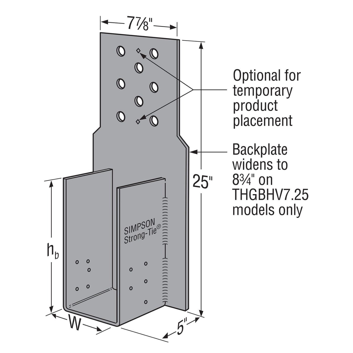 THGBHV Heavy Truss Hanger for Girders bolted callout