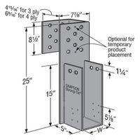 Simpson THGW3-4 Truss Hanger for Girders - Wraparound Design - Bolted, Gray Painted