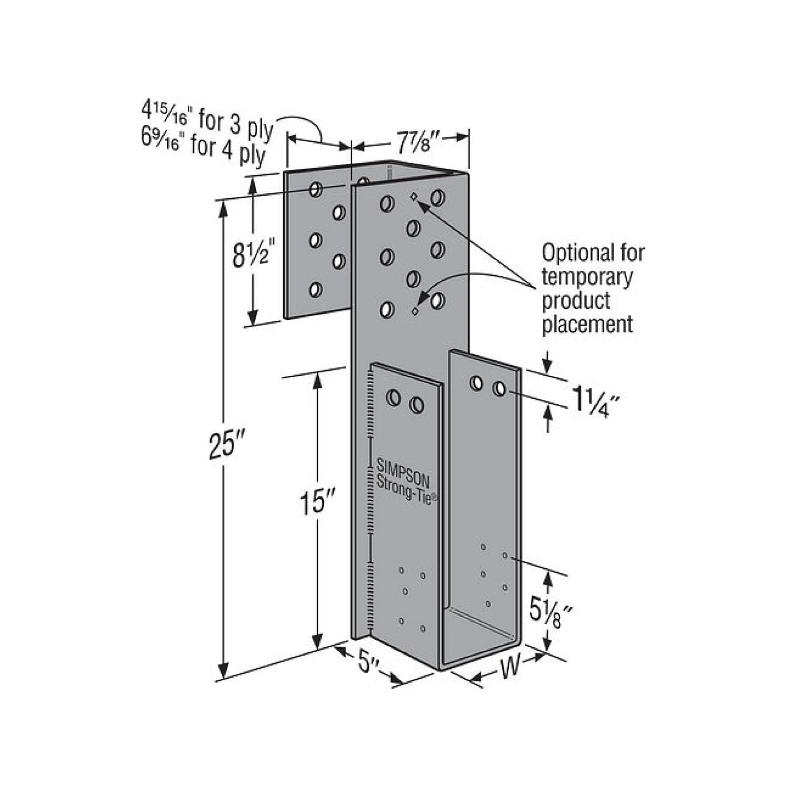 Simpson THGW3-3 Truss Hanger for Girders - Wraparound Design - Bolted, Gray Painted