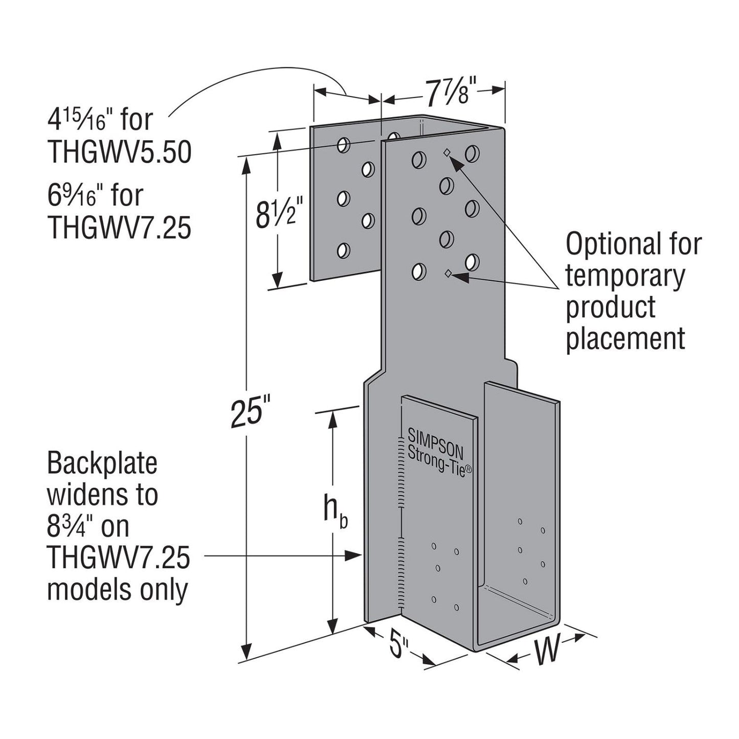 THGWV  Truss Hanger for Girders Wraparound Design Bolted callout