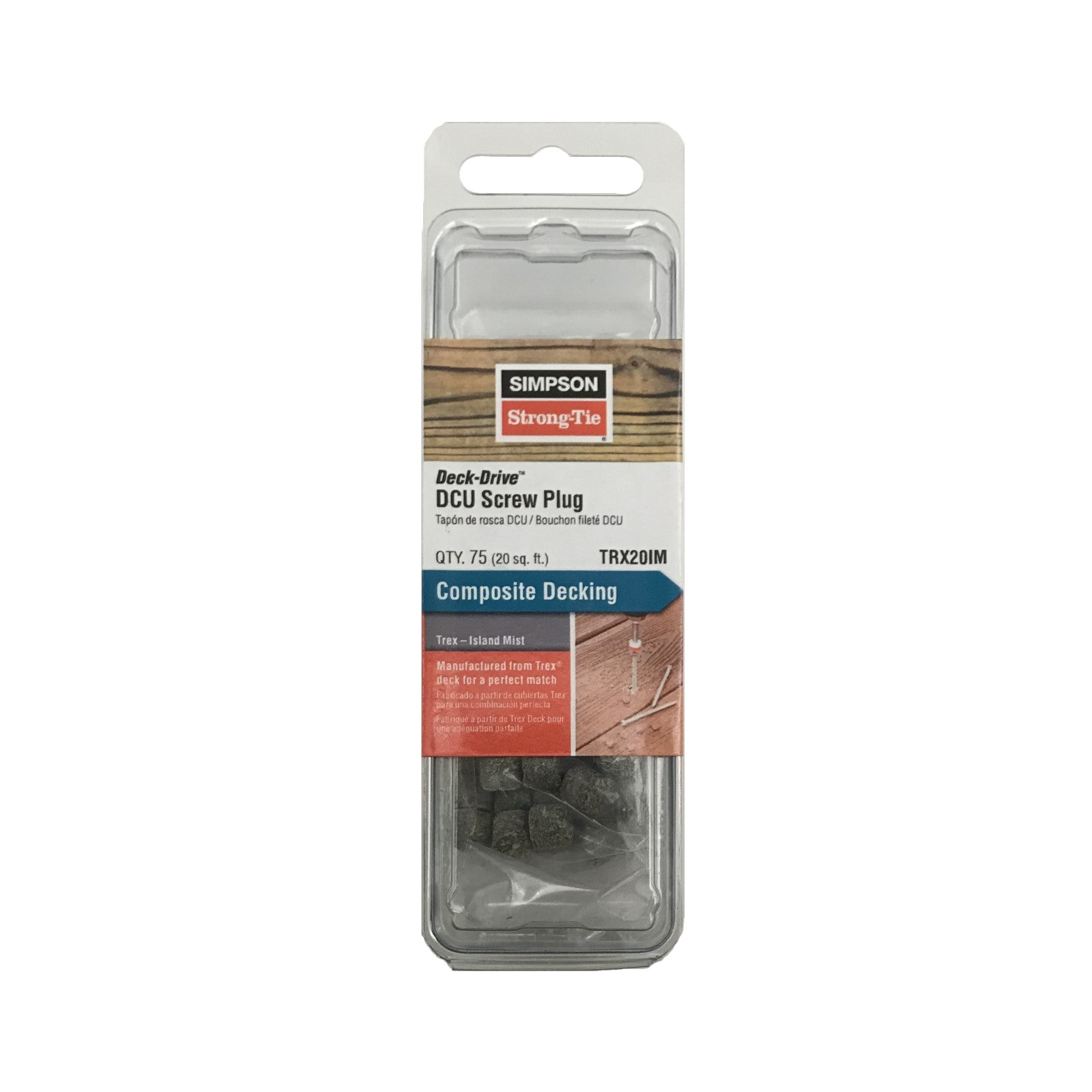 Simpson Trex Composite Deck Screw Plug Island Mist Pkg 75 image 1 of 3 image 2 of 3