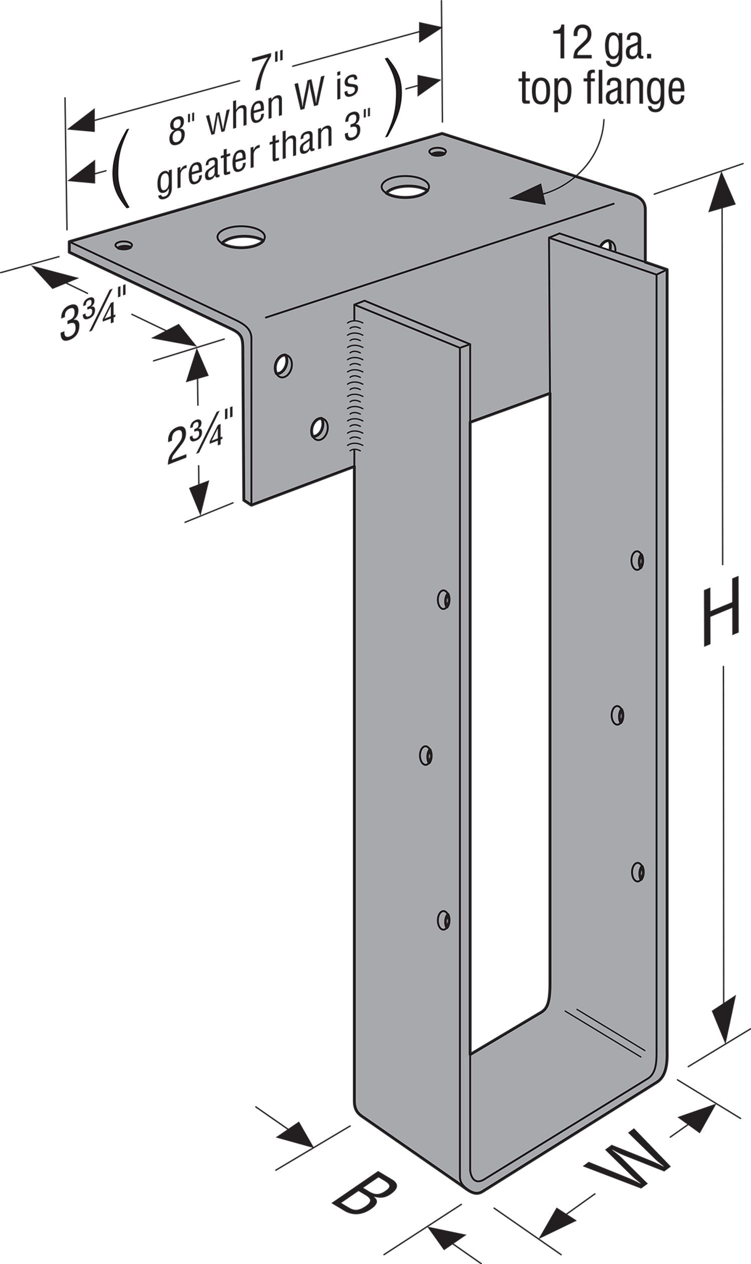 Simpson WMU66X GFCMU Top-Flange Hanger, Made to Order Non
