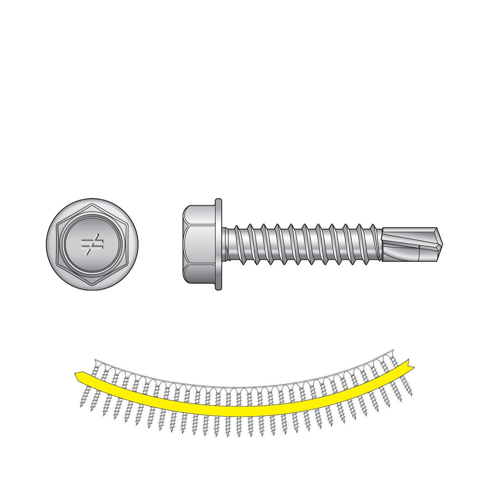 #12 x 1 inch Quik Drive SelfDrilling X Metal Screw Zinc Pkg 1500 image 1 of 2