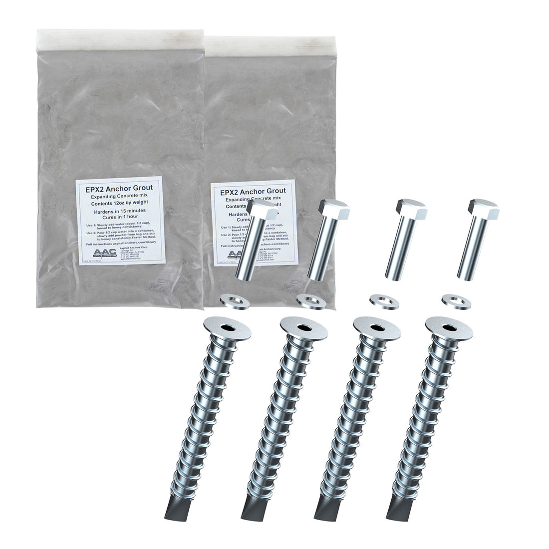 Bolthold AK4 Asphalt Anchor Kit w/ 4 SP10 & 2 EPX2 Grout Fasteners Plus