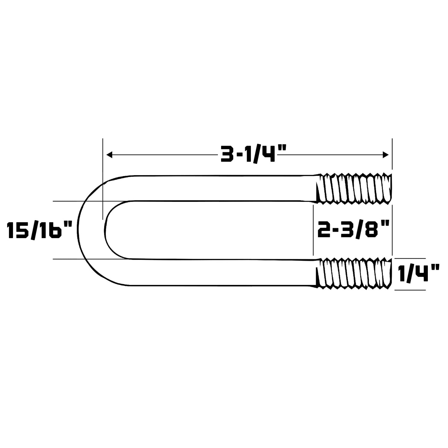 1/2" Galvanized U-Bolt - Round Pipe Bolt